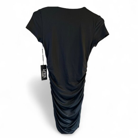 Forever 21 Black Sculpt Mini Dress – Bodycon Fit, Elastic Sides, Size Small - Picture 2 of 4